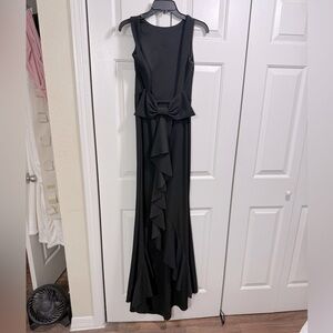 Betsy & Adam Black Gown Backless Sz 4